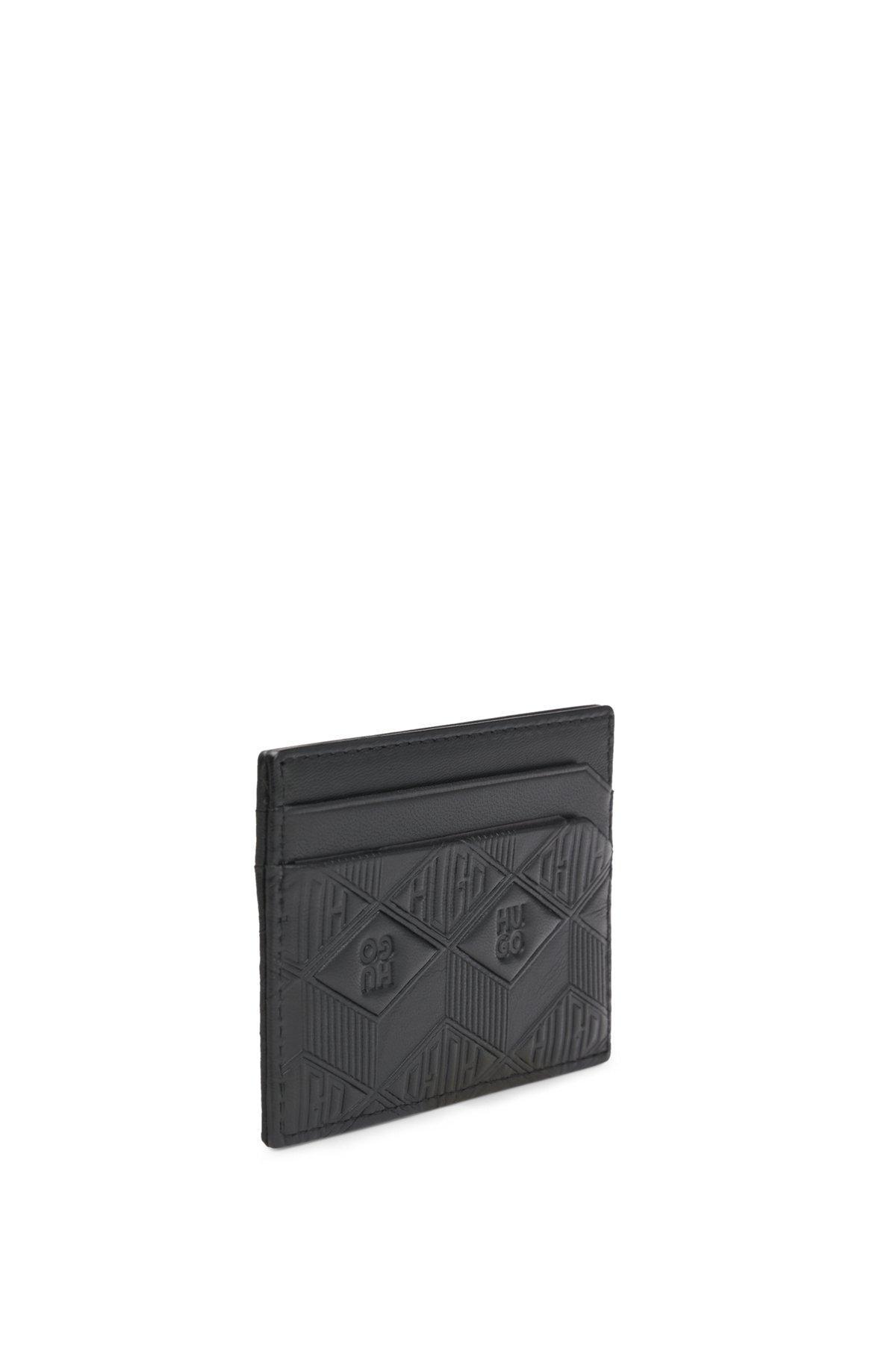 Leather card holder with geometric logos Product Image