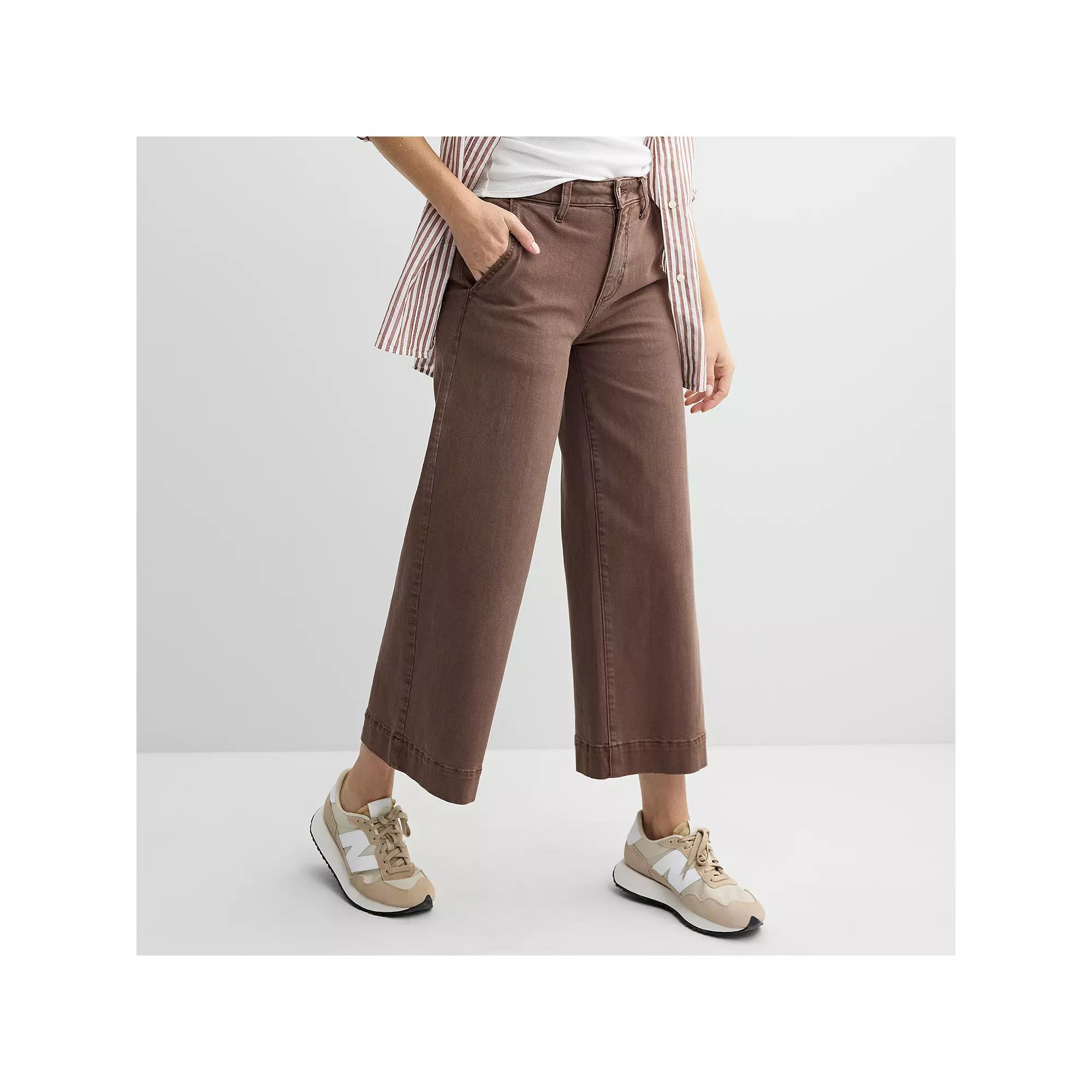 Women's Sonoma Goods For Life® Cropped Wide Leg Pants, Size: 10, Brown Product Image