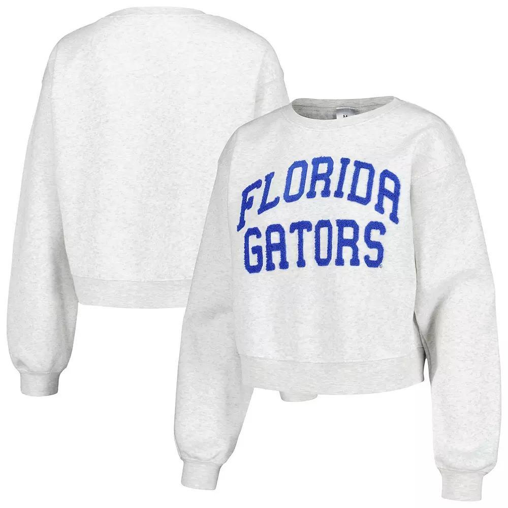 Womens ZooZatz Oatmeal Florida Gators Core Chenille Cropped Pullover Sweatshirt Product Image