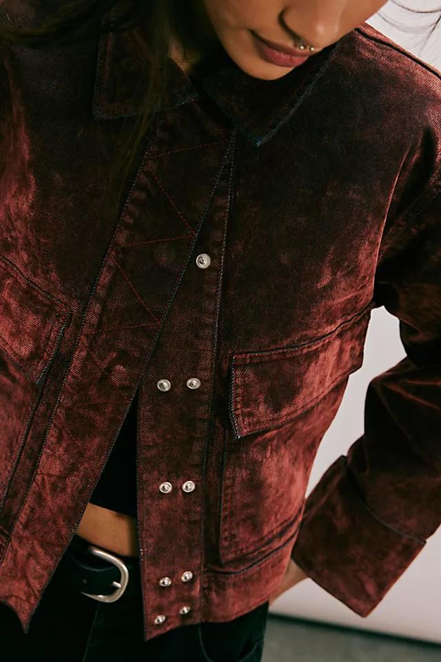 We The Free Suzy Flocked Denim Jacket Product Image