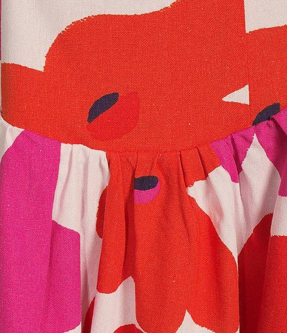 GB Large Floral Printed Linen Blend Drop Waist Mini Dress Product Image