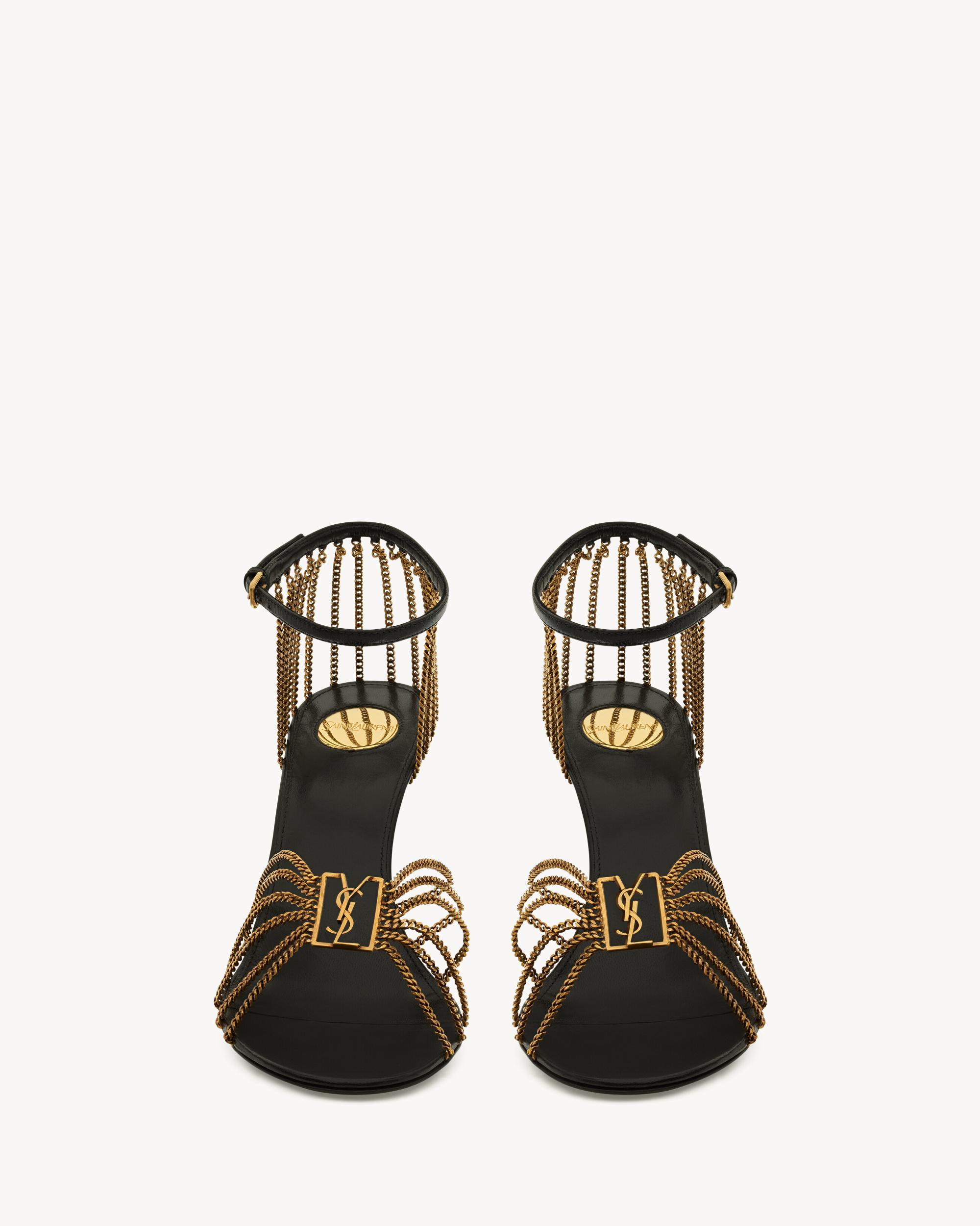 BABYLONE sandals in smooth leather and metal Product Image