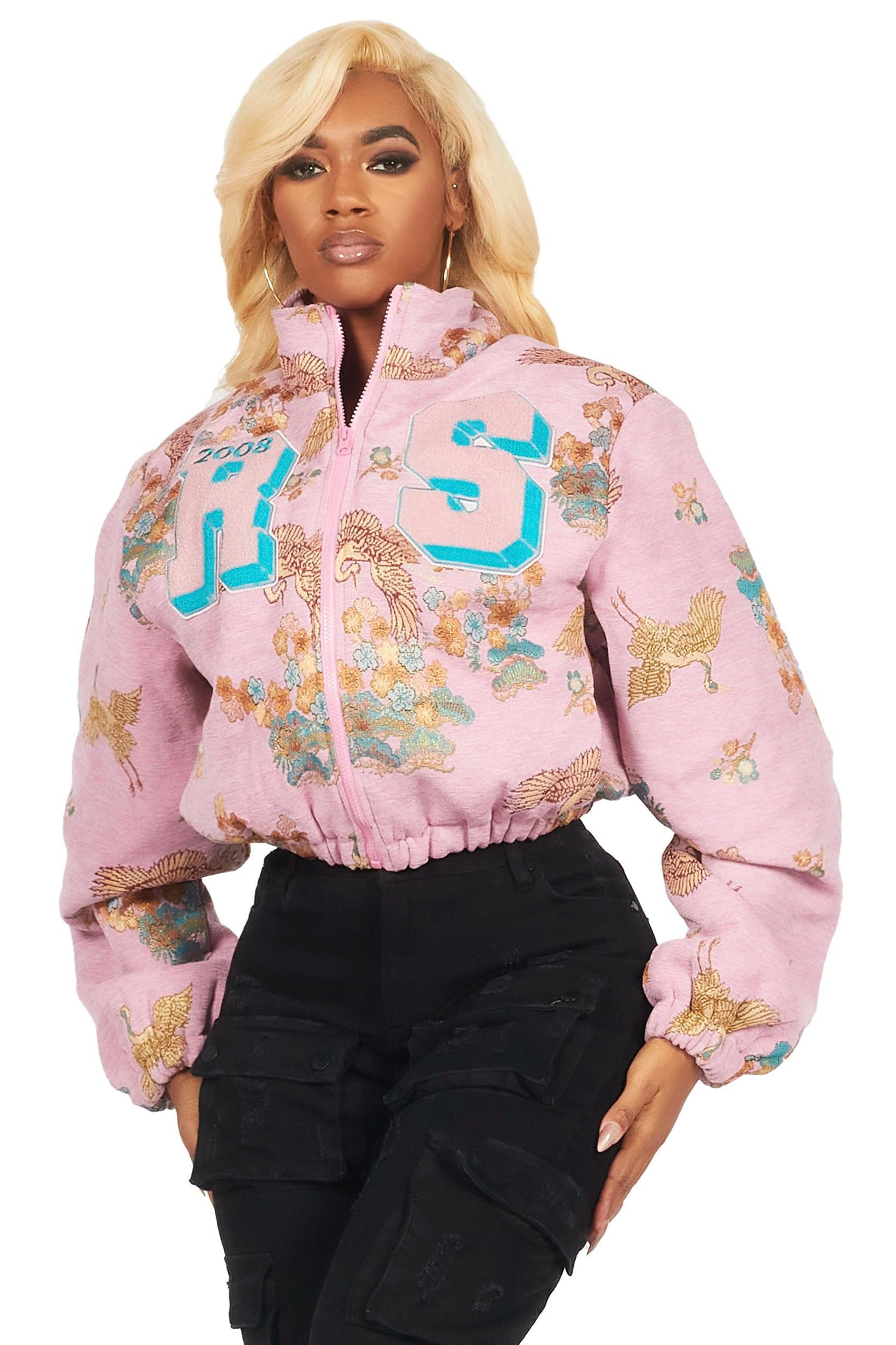 Vatasha Pink Tapestry Puffer Jacket Female Product Image