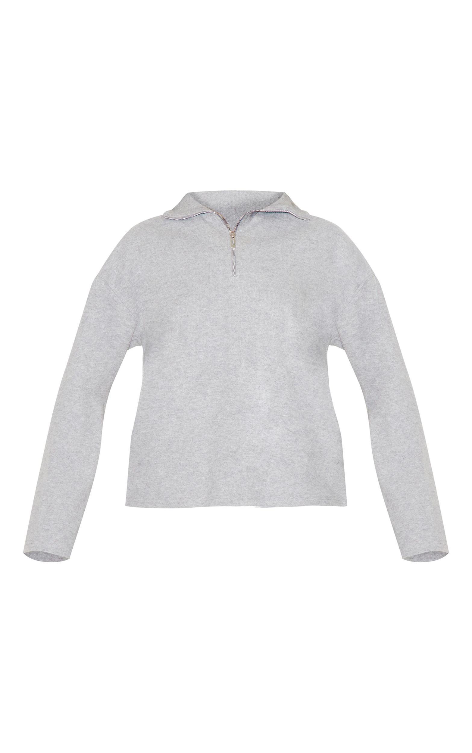  Grey Collared Zip Up Sweatshirt Product Image