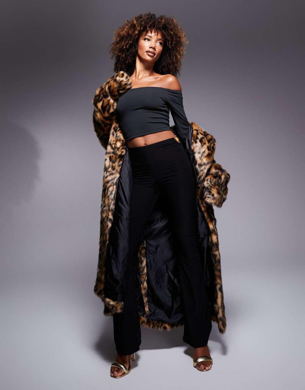 ASOS DESIGN premium sculpting bardot top in black Product Image