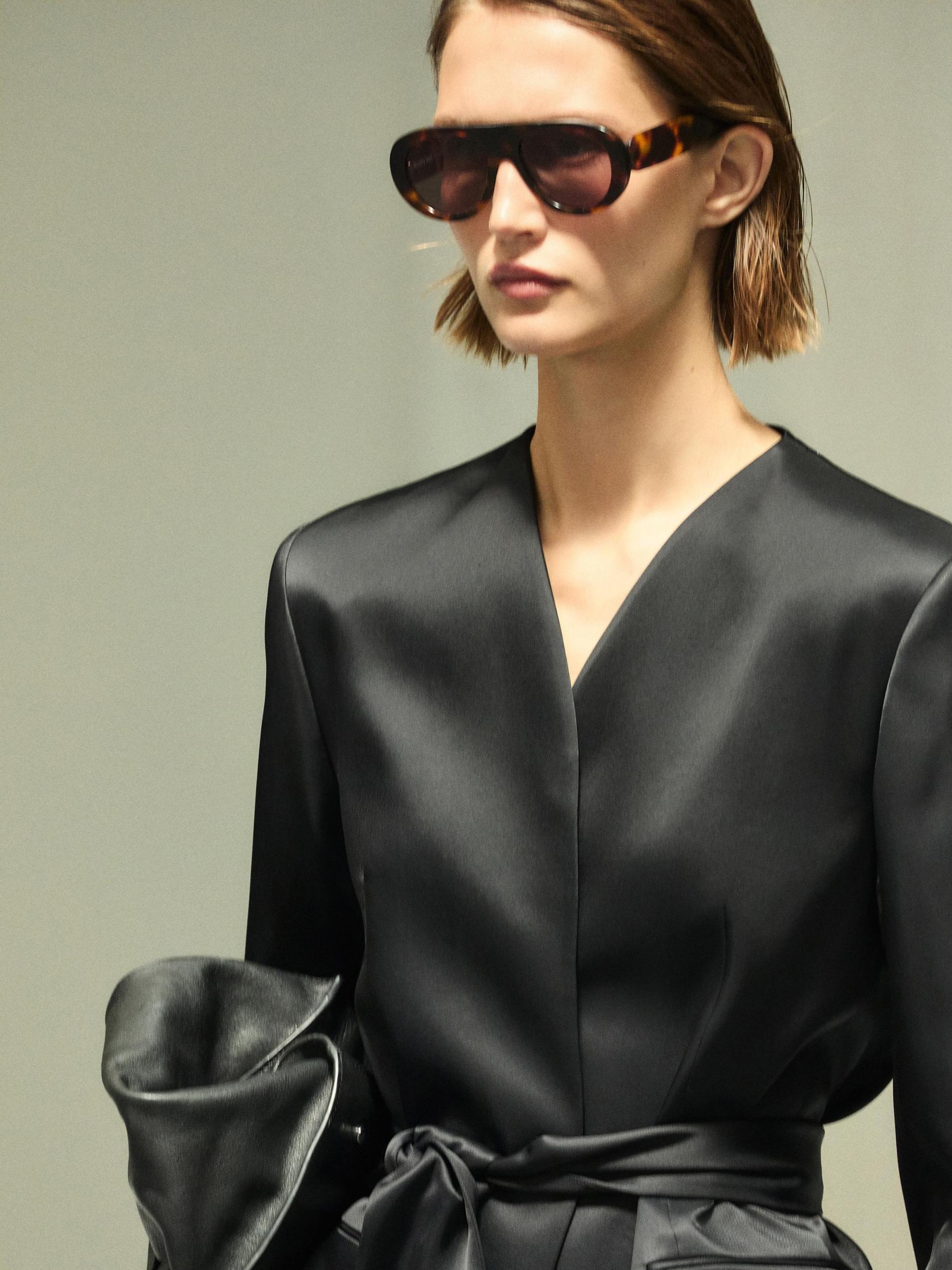 Satin blazer with scarf detail - STUDIO Product Image