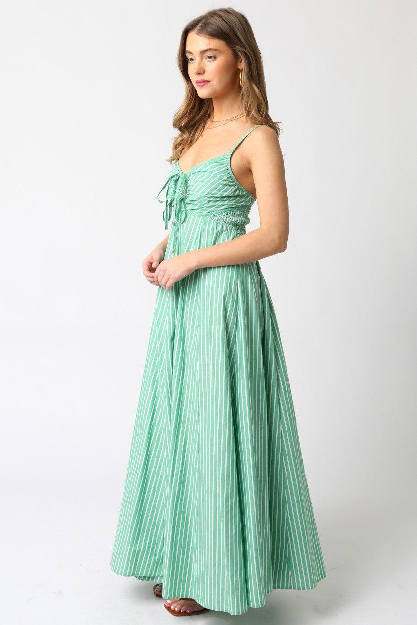 Isle Green Striped Maxi Dress Product Image