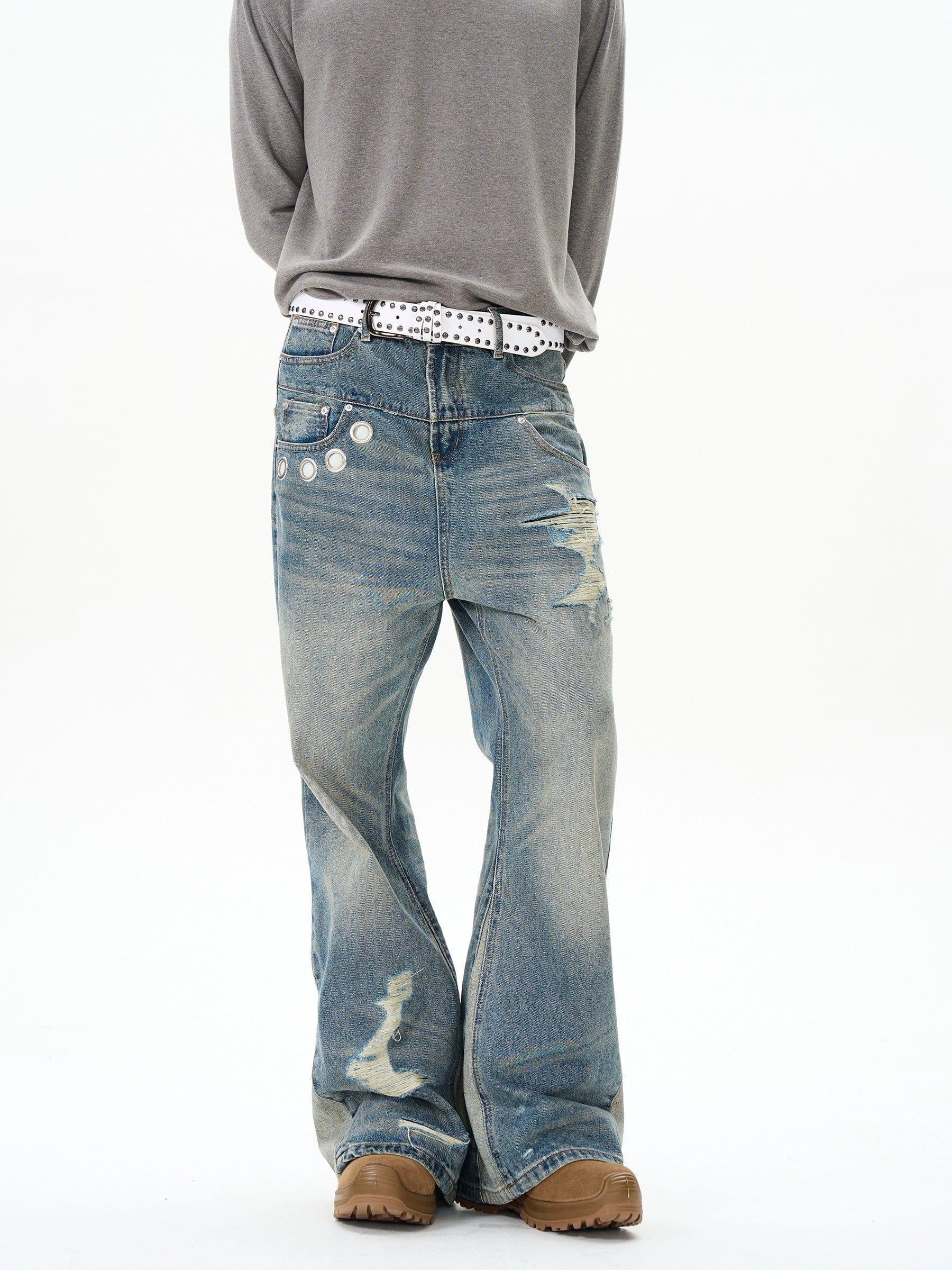 RT No. 12155 DISTRESSED DENIM STRAIGHT JEANS Product Image
