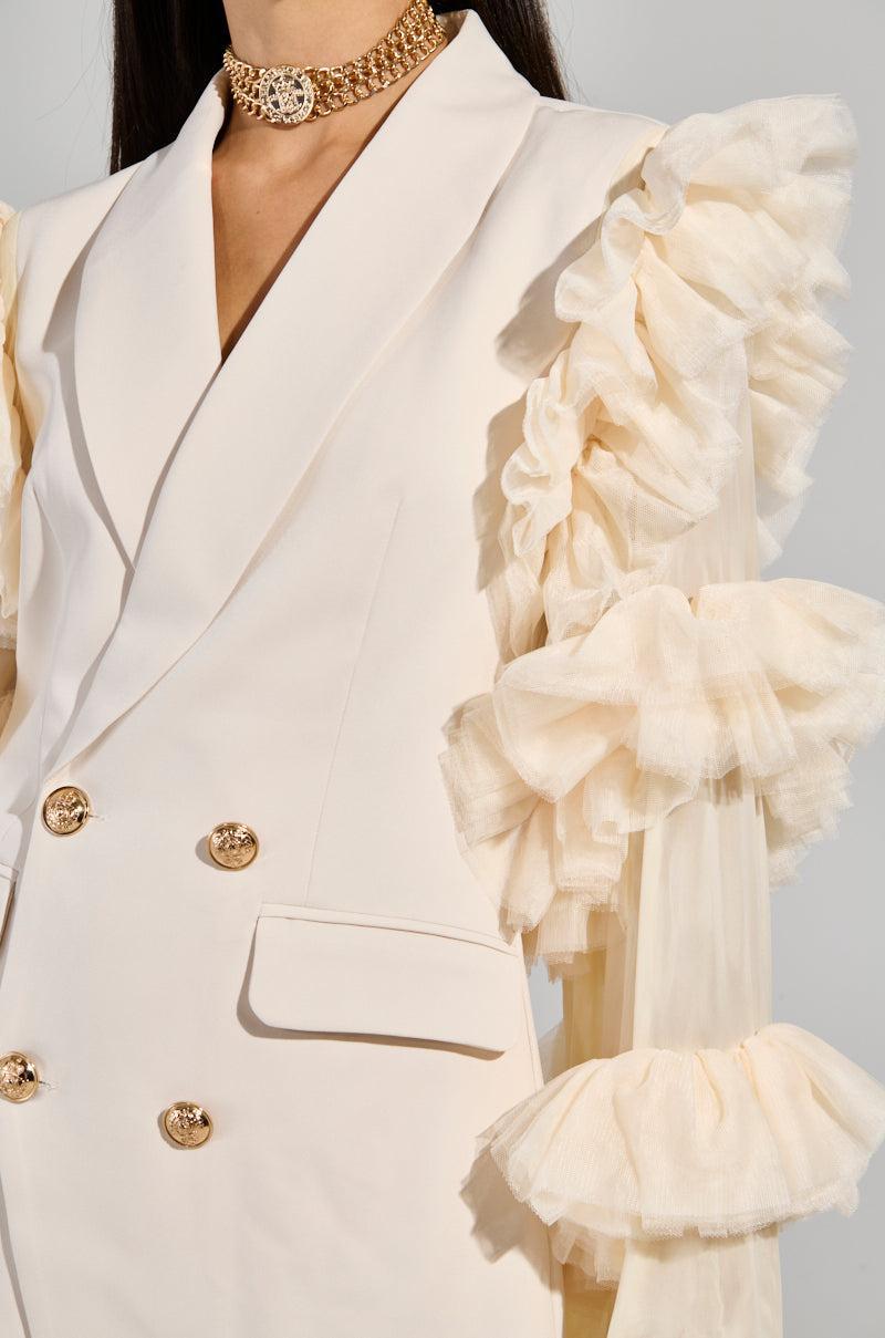 LIVING OVER THE TOP RUFFLE SLEEVE BLAZER MINI DRESS Product Image