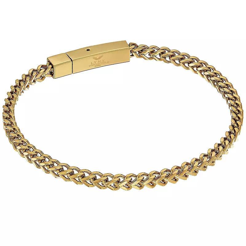 Mens LYNX Stainless Steel Foxtail Chain Bracelet Gold Tone Product Image