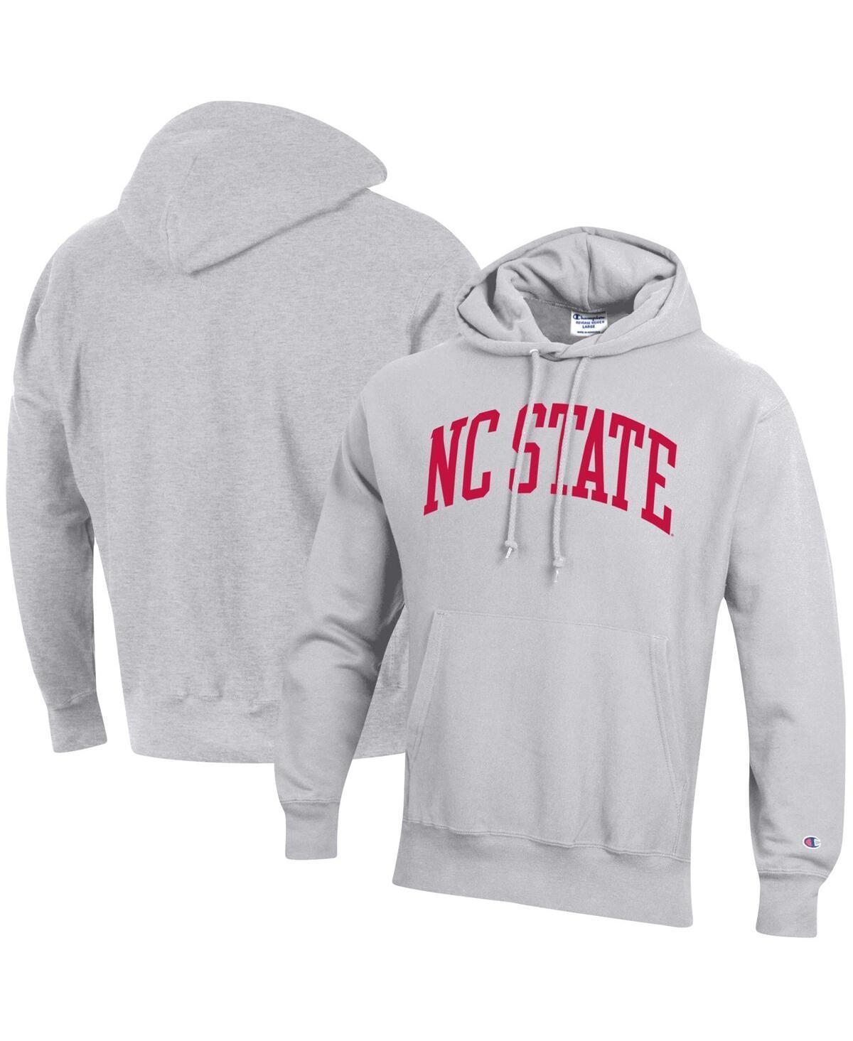 Men's Champion Heathered Gray NC State Wolfpack Team Arch Reverse Weave Pullover Hoodie, Size: 2XL, Nst Grey Product Image