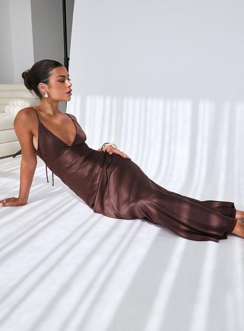 Angels Only Maxi Dress Chocolate Product Image
