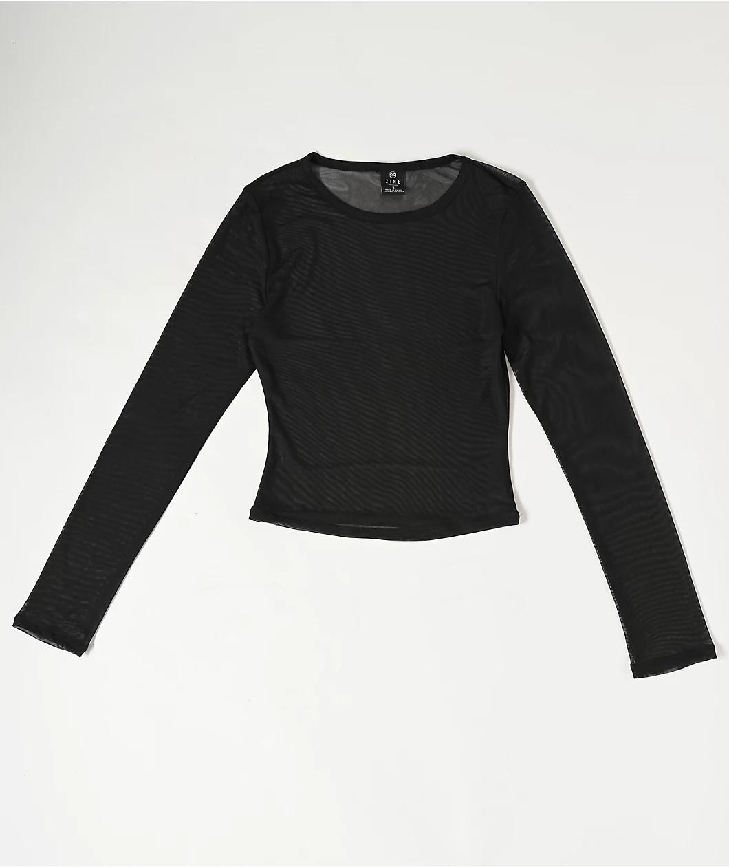Zine Tashti Caviar Long Sleeve Mesh Top Product Image