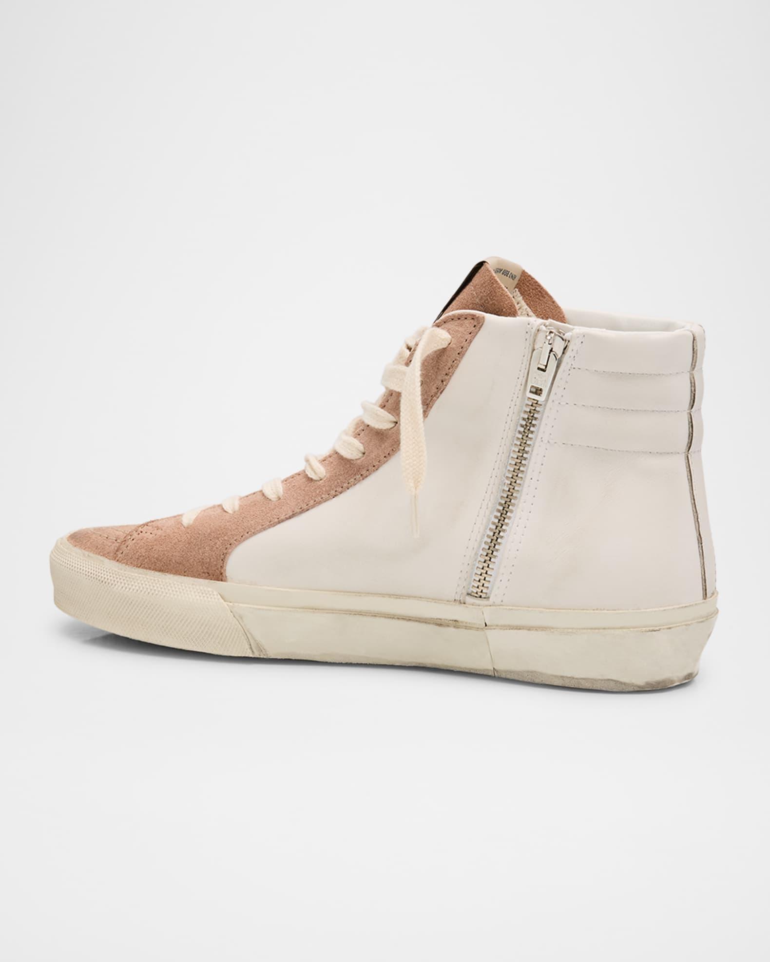 Slide Leather Glitter Mid-Top Sneakers Product Image