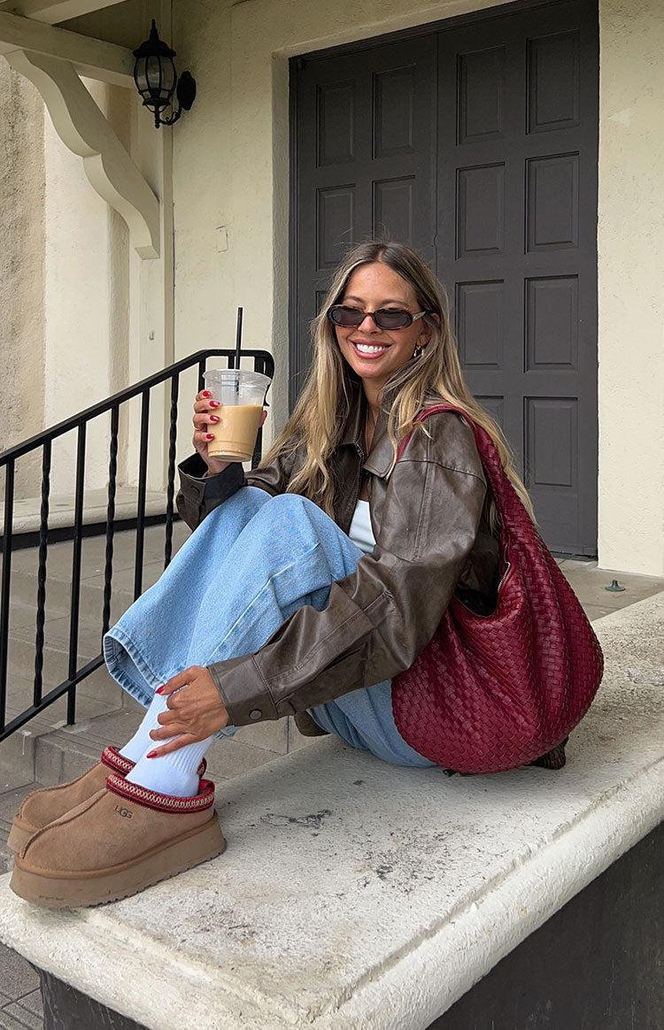Abbi PU Vintage Brown Bomber Jacket Girls Product Image