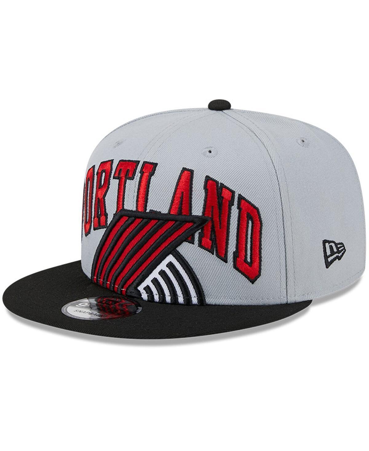 Men's New Era Gray/Black Portland Trail Blazers Tip-Off Two-Tone 9FIFTY Snapback Hat, Grey Product Image