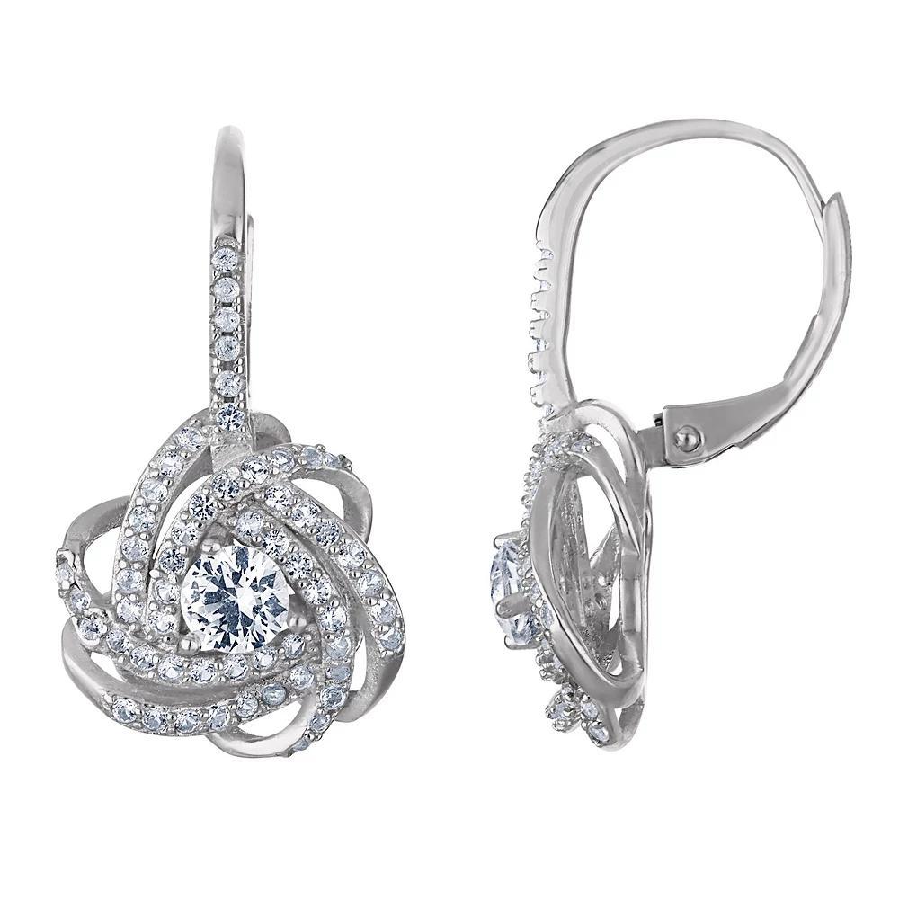 Designs by Gioelli Sterling Silver Gemstone Love Knot Leverback Earrings, Womens, Cr White Blue Product Image