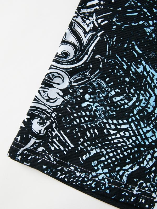 Gothic Print V Neck Long Sleeve Tee Product Image