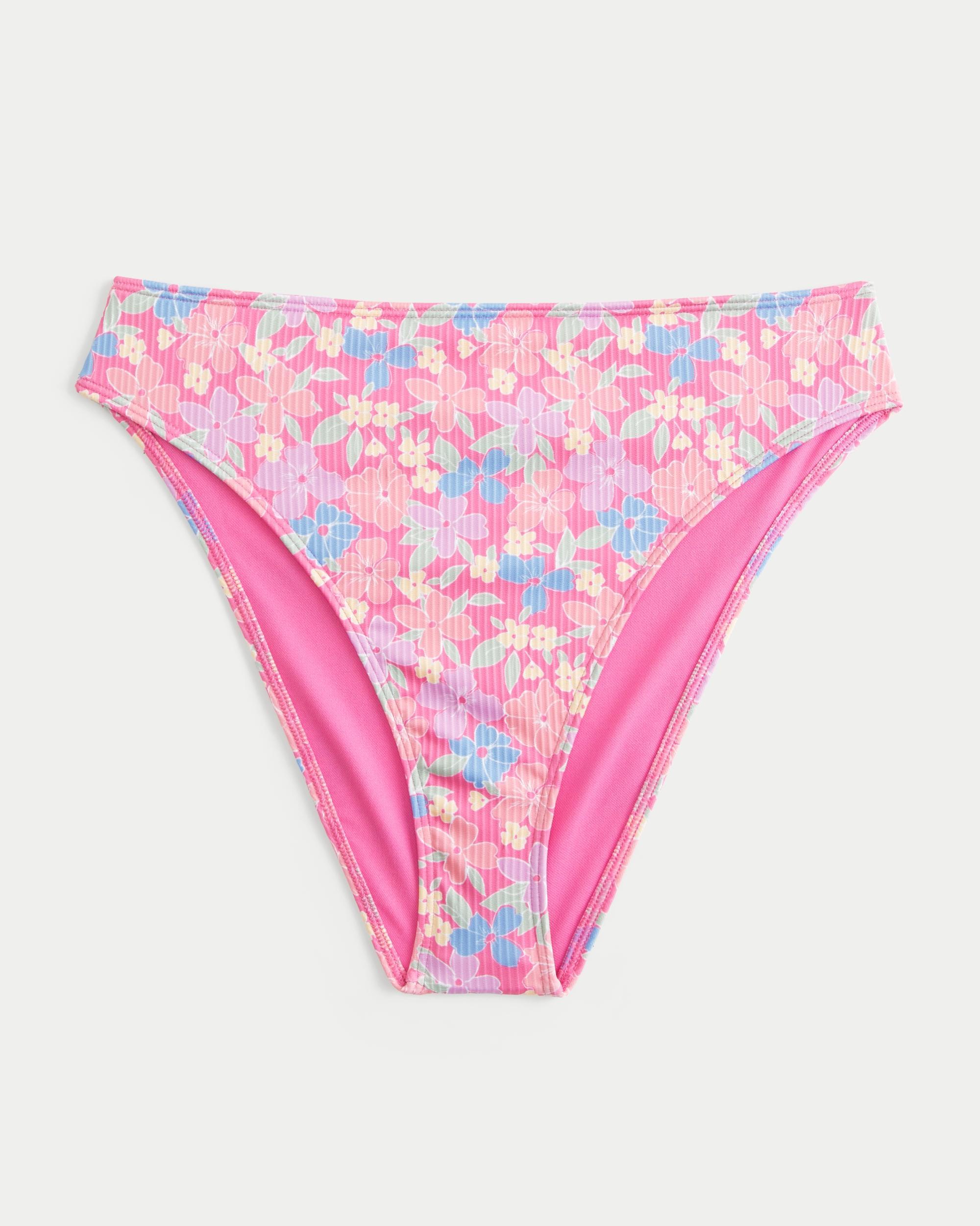Curvy High-Leg High-Waist Ribbed Cheeky Bikini Bottom Product Image