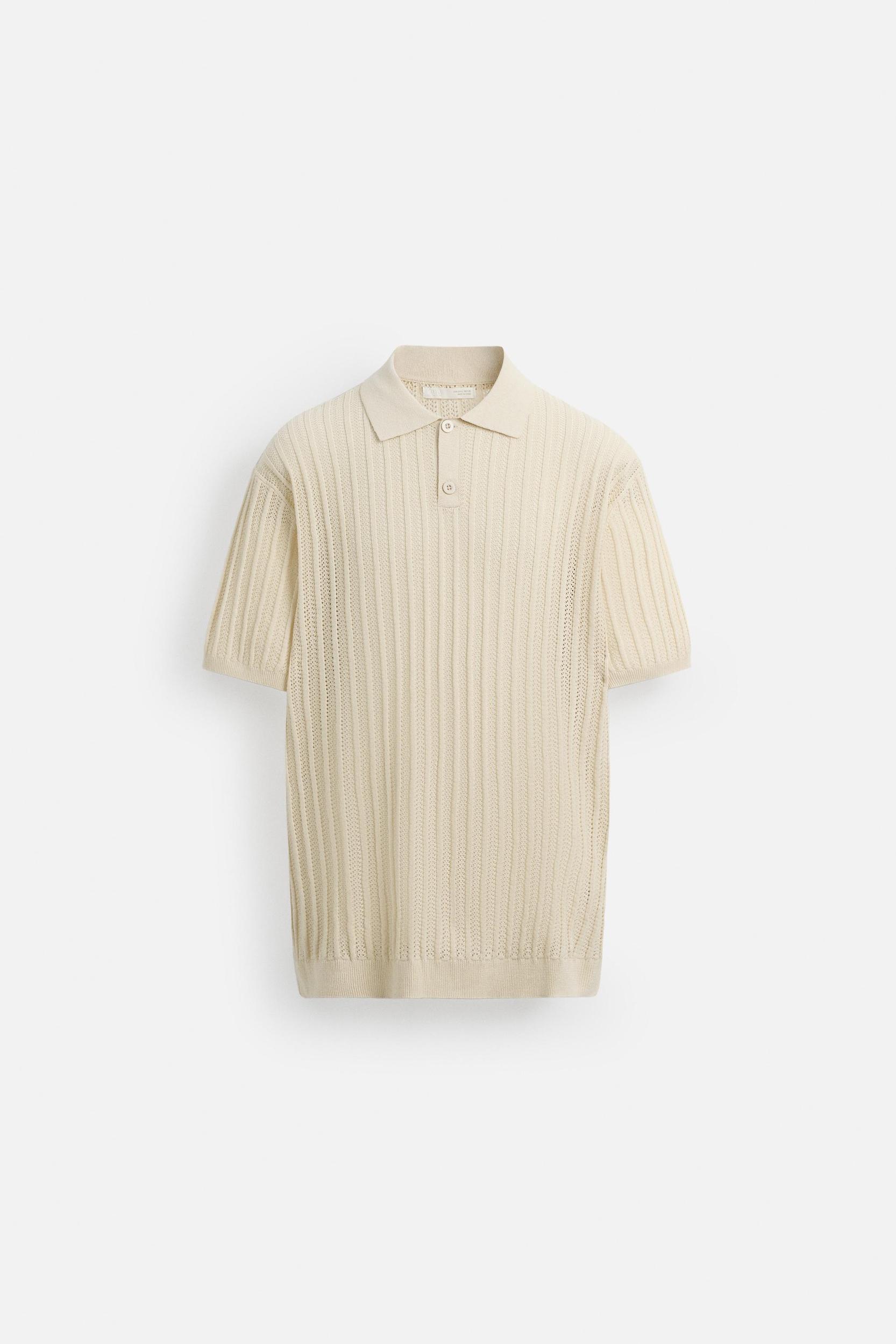 COTTON - LINEN BLEND KNIT POLO Product Image