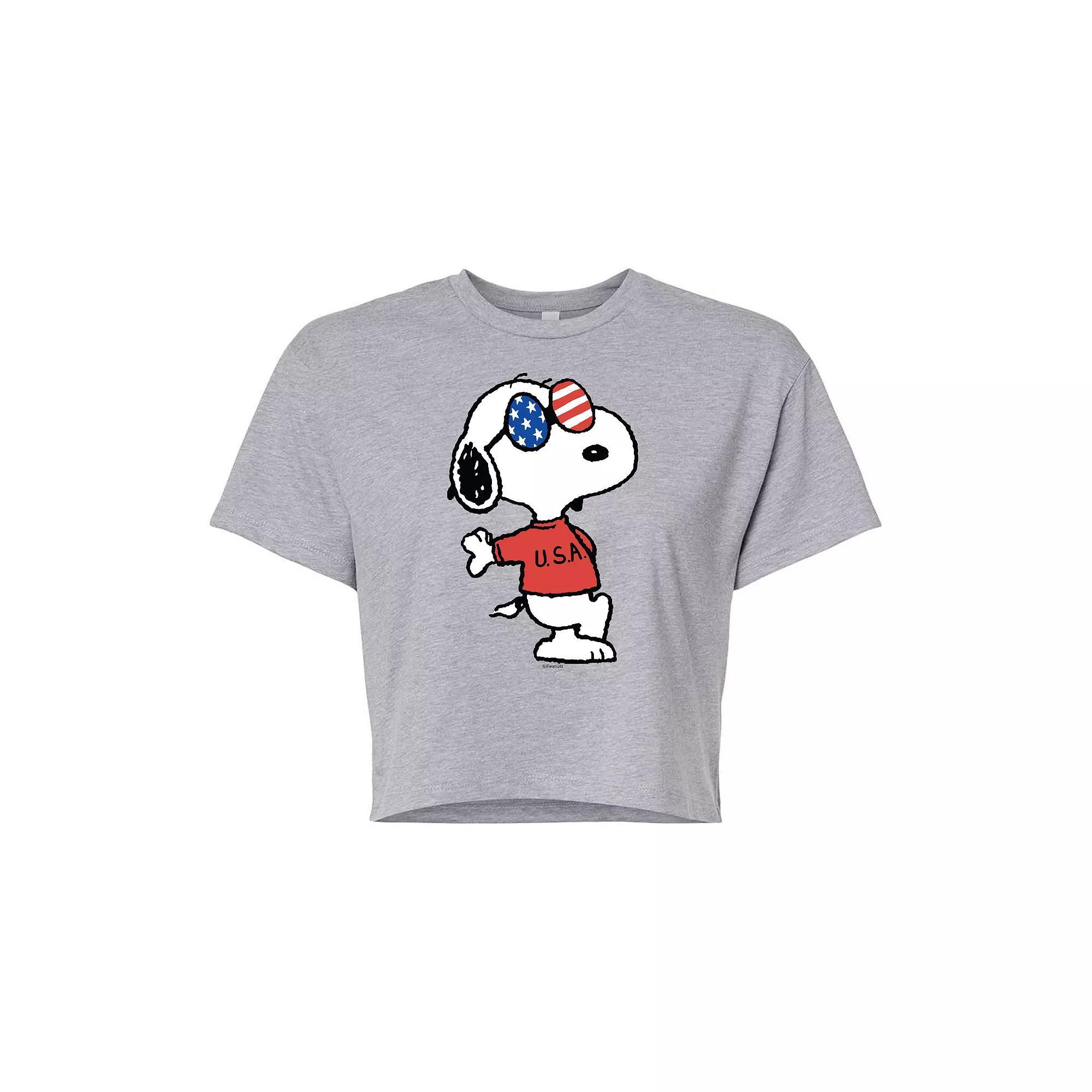 Juniors Peanuts USA Snoopy Cropped Tee, Girls Product Image