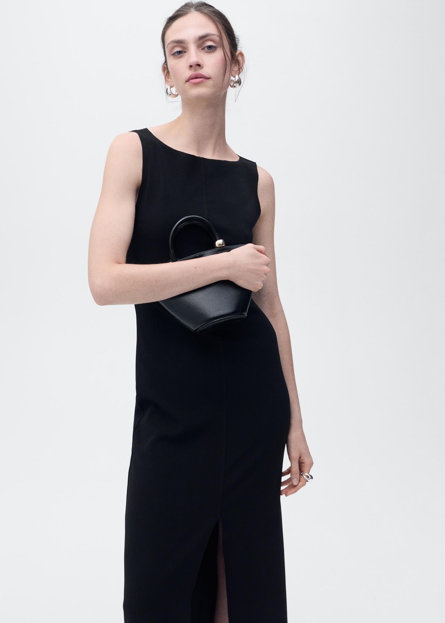 Boat-neck knitted dress - Women | MANGO USA Product Image