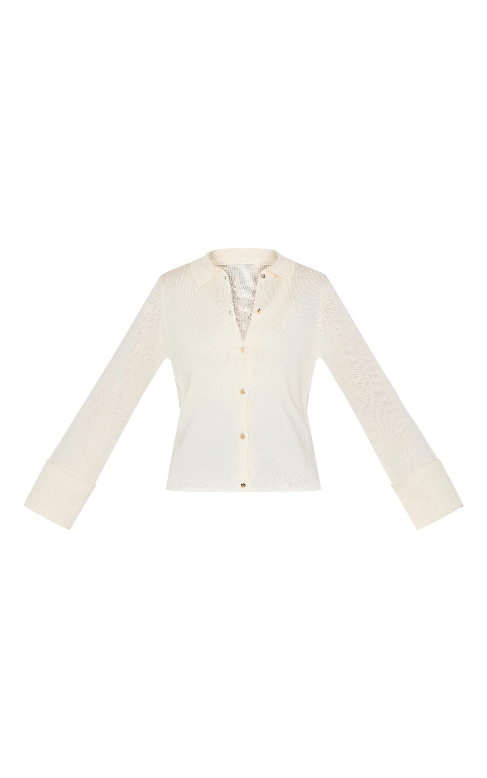 Cream Deep Cuff Button Cardigan Product Image
