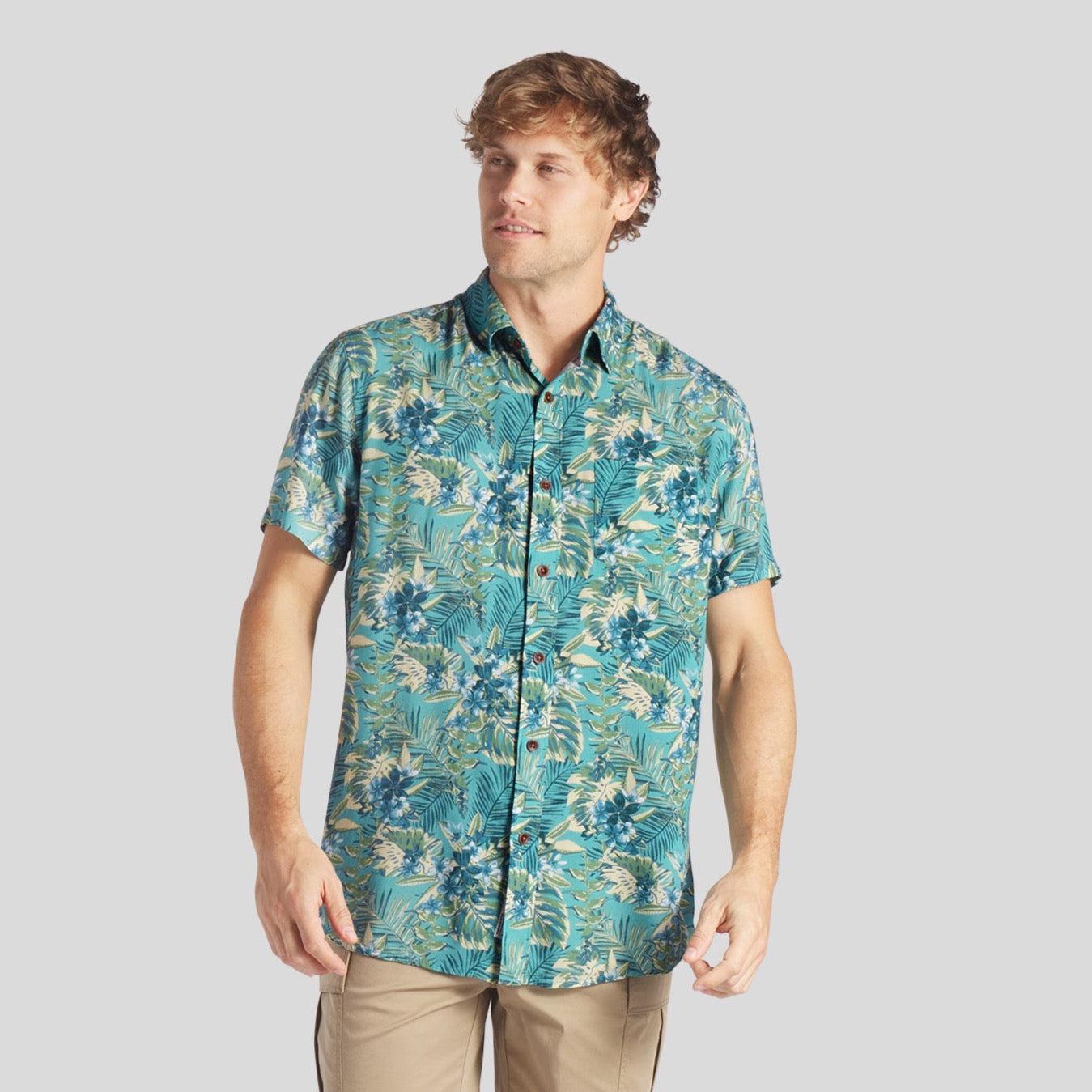 Vintage Hawaiian Shirt - Teal Yellow Product Image