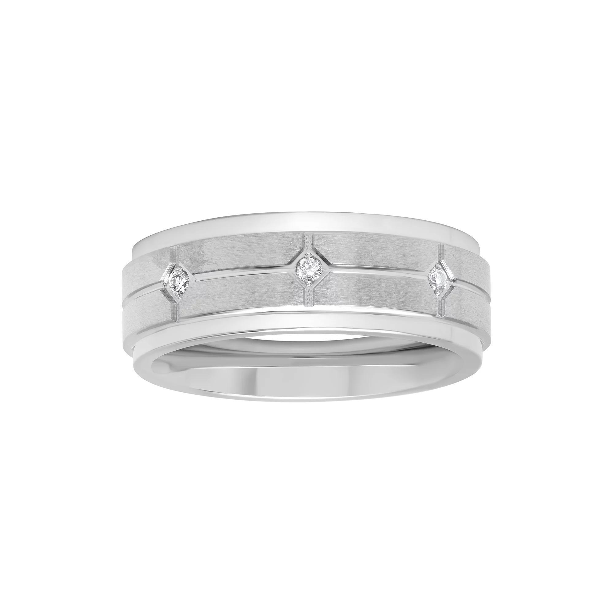 Men's Diamond Accent Cobalt Grooved Band, Size: 11.50, Silvertone Product Image