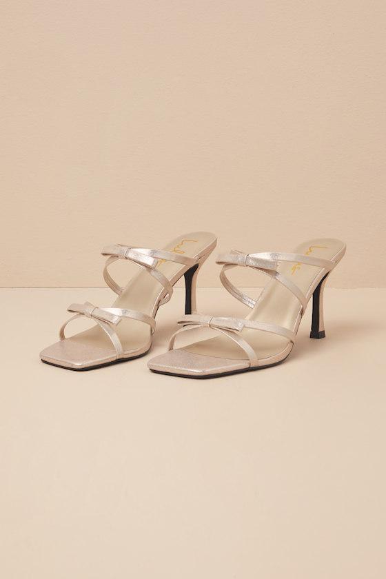Pascaline Gold High Heel Slide Sandals Product Image