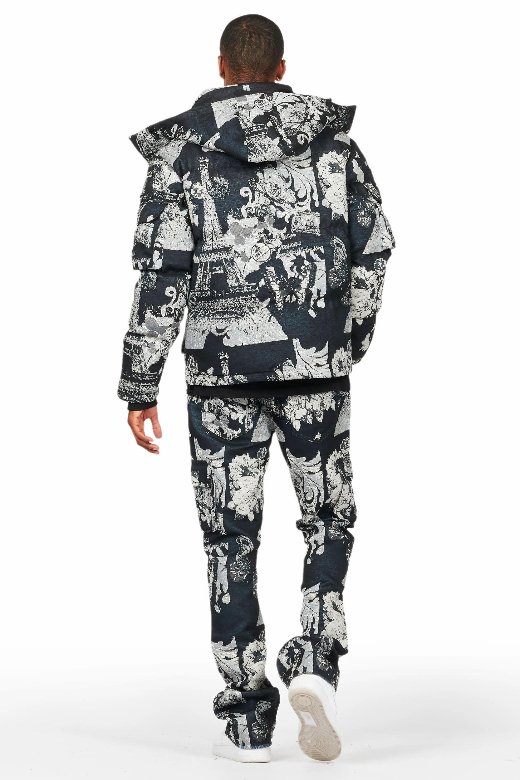 Lamont Black Tapestry Puffer Jacket Male Product Image