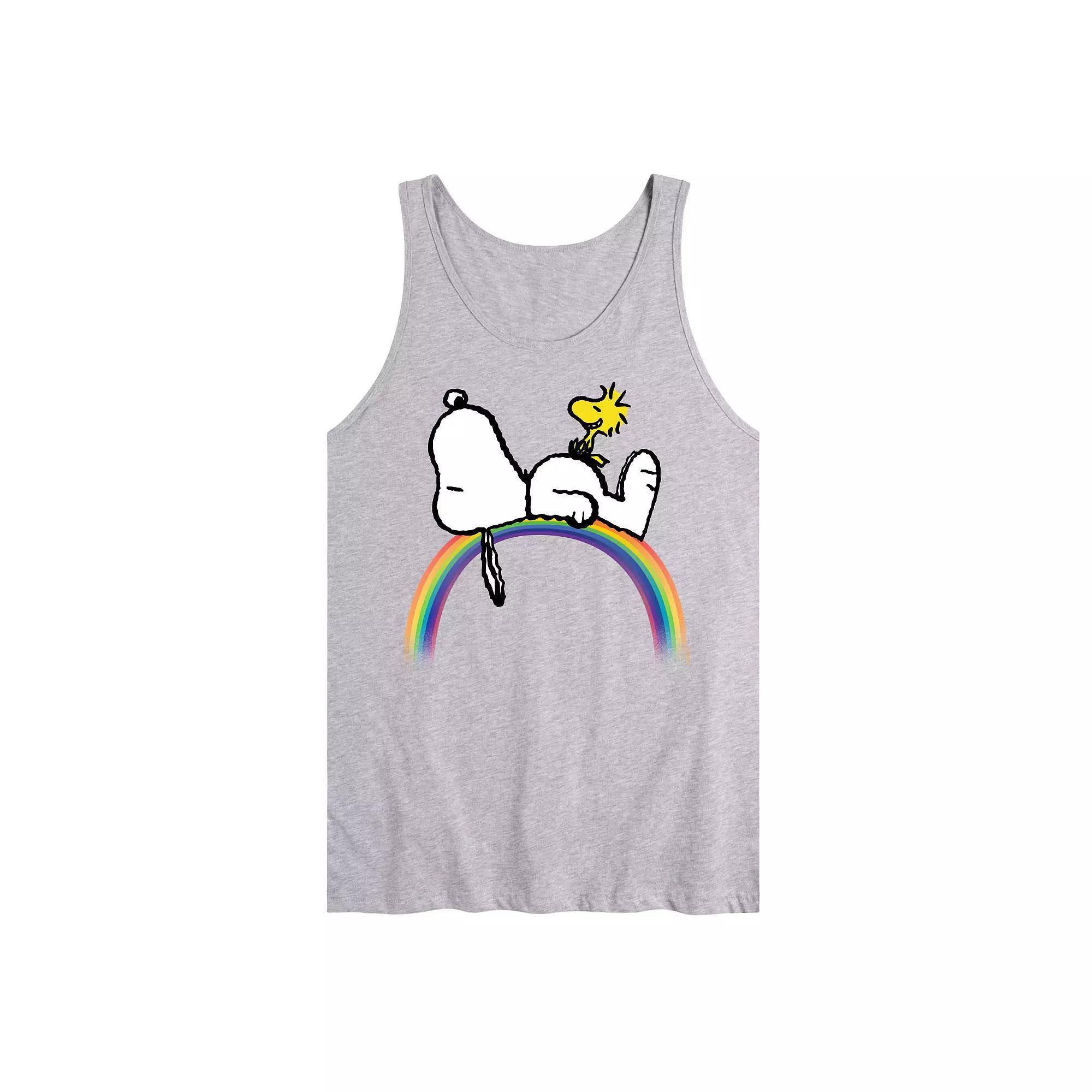 Mens Peanuts Snoopy Woodstock Rainbow Graphic Tank Top Product Image