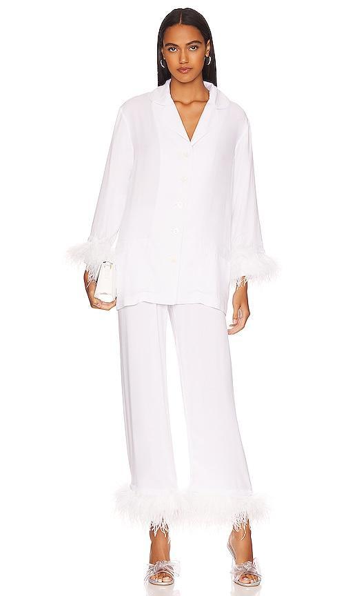 Feather-Trim Party Pajama Set Product Image