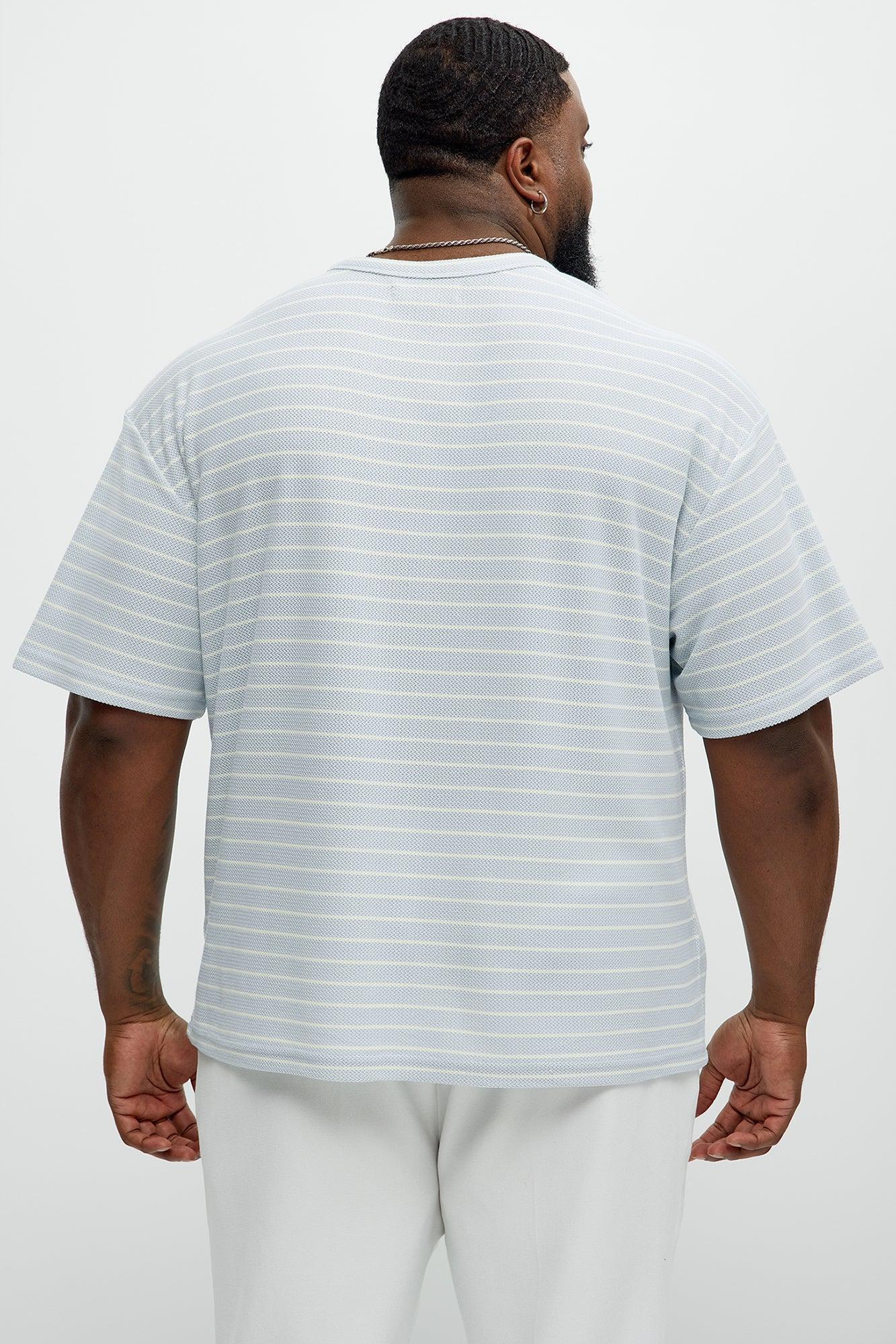 Denton Texture Striped Knit Relaxed Tee - Blue/combo Product Image