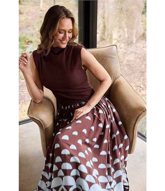 Brave + True Mayflower Sleeveless Mock Neckline Printed A Line Maxi Dress Product Image