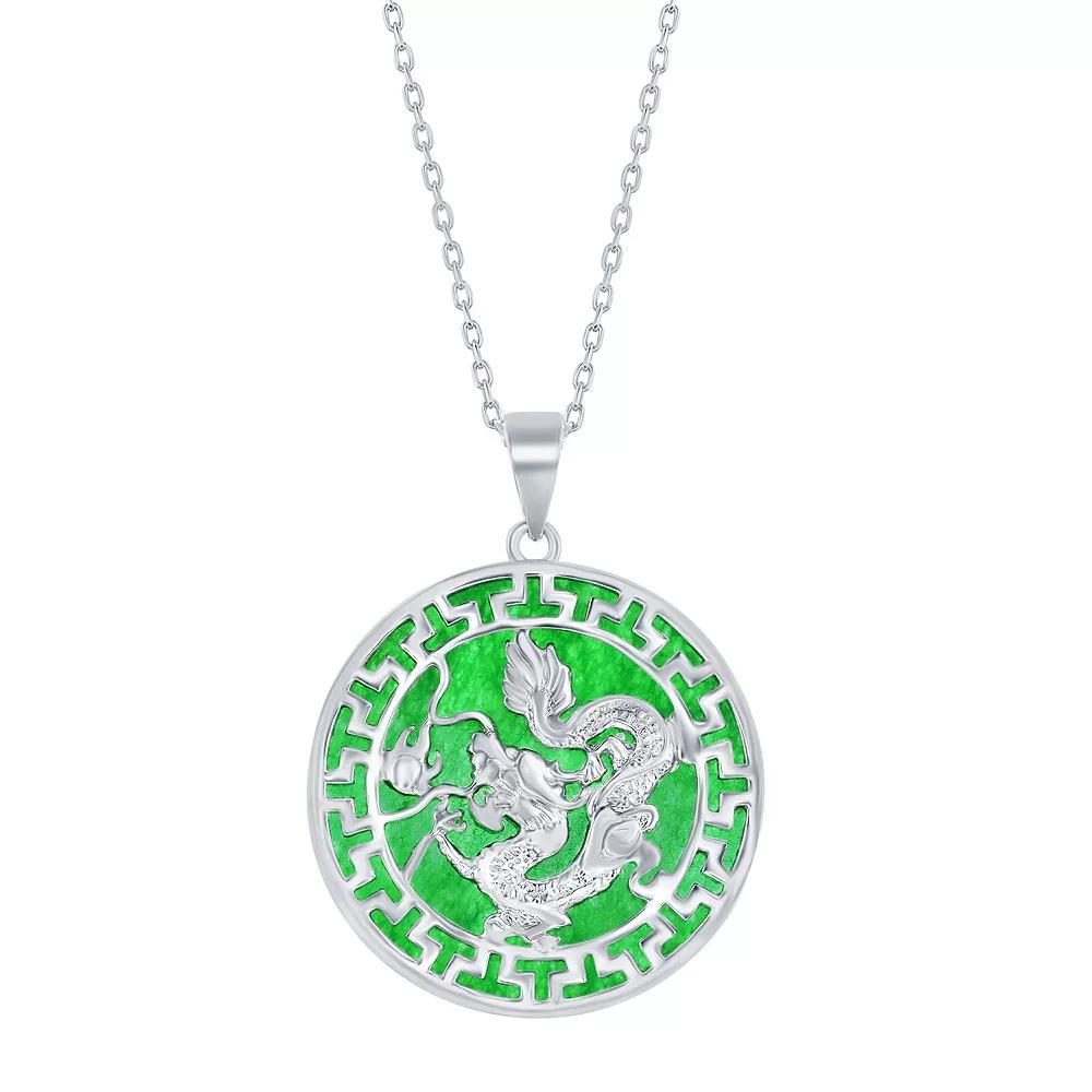 Argento Bella Sterling Silver Green Quartz Dragon Design Pendant Necklace, Women's, Size: 18" Product Image