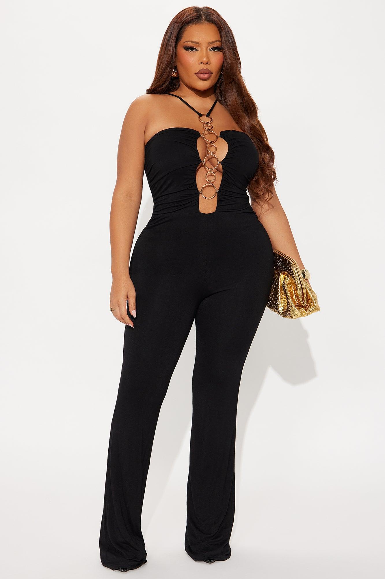 Miroslava Double Lined Flare Leg Jumpsuit - Black Product Image