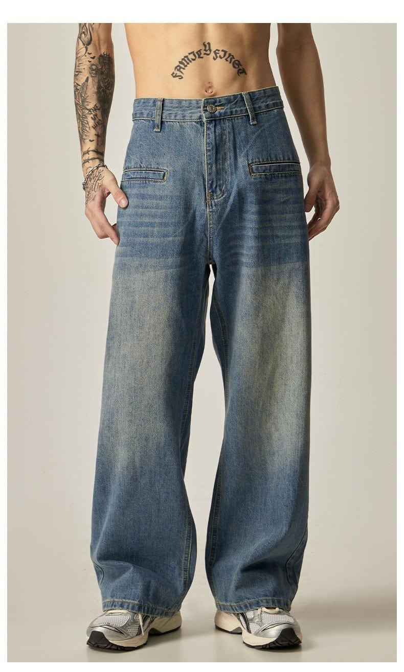 RT No. 11164 BLUE WIDE STRAIGHT DENIM JEANS Product Image