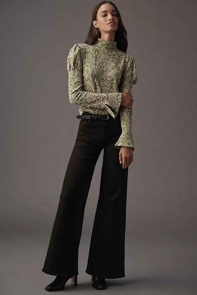 By Anthropologie Puff-Sleeve Turtleneck Jacquard Top Product Image