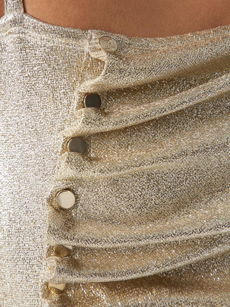 Gold drapé pression Dress in jersey Product Image