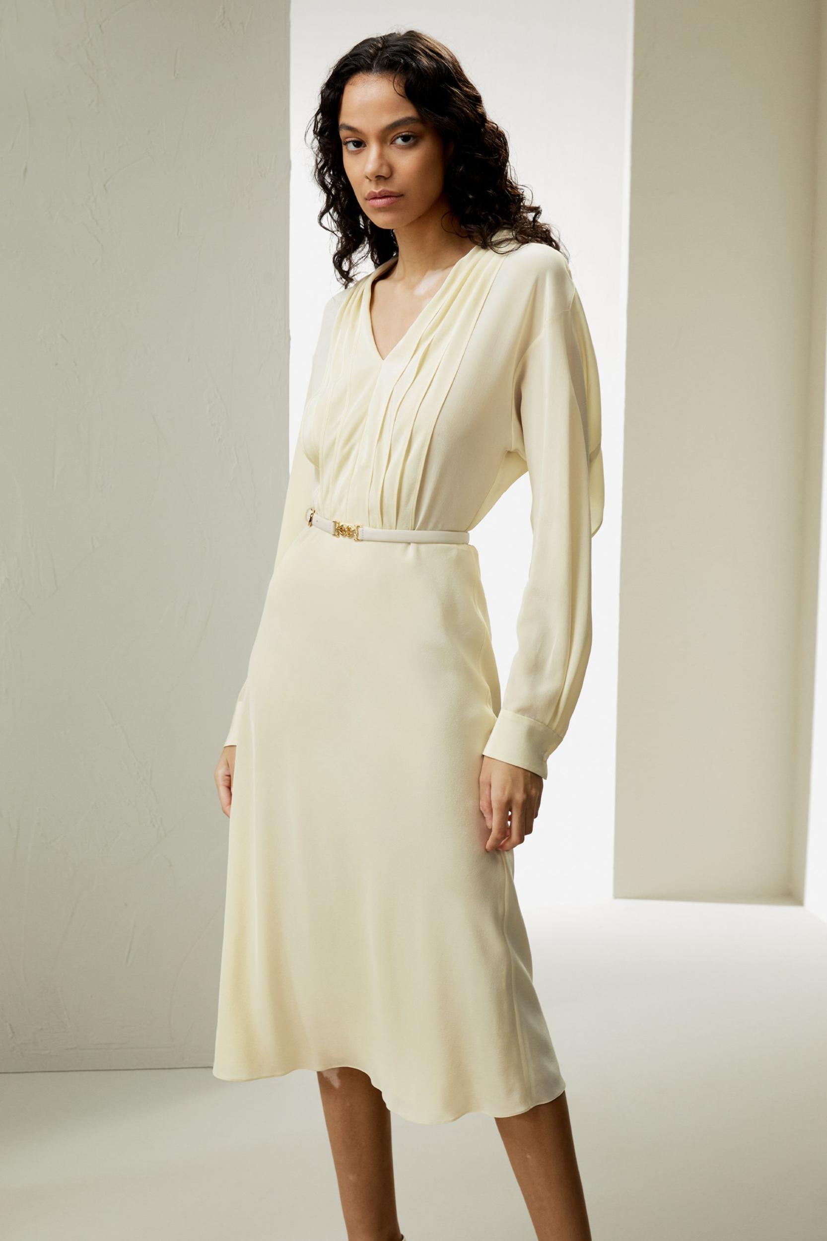 Minimalist Silk Midi Dress Product Image