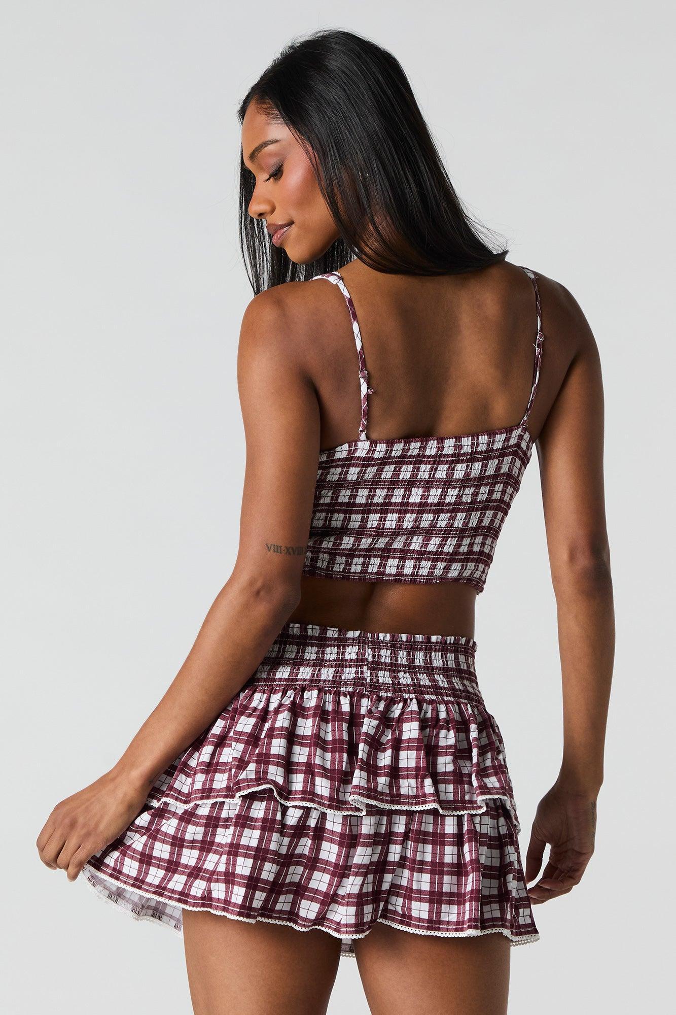 Plaid Tiered Mini Skort Female Product Image