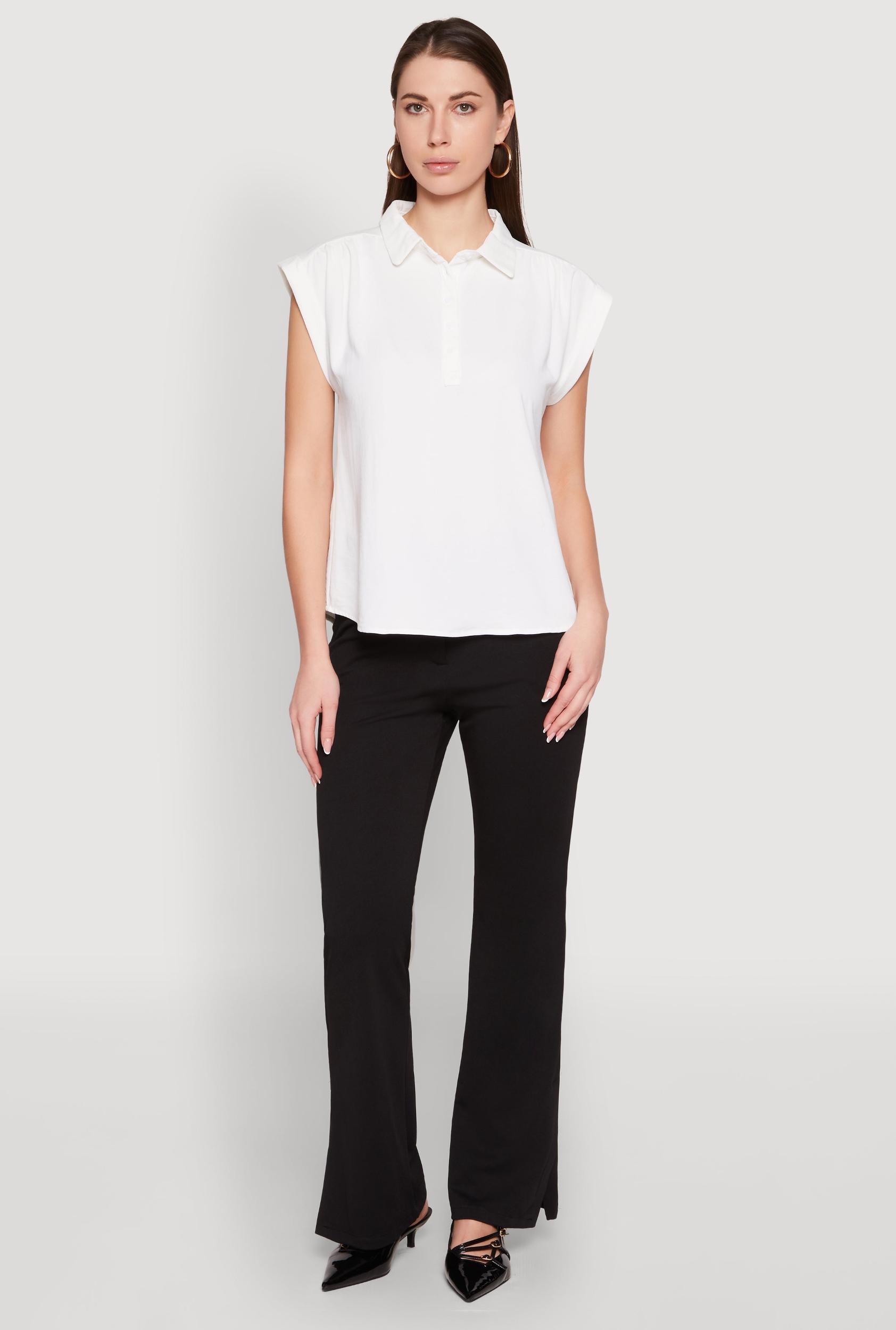 Womens Ruched Cap Sleeve Blouse Product Image