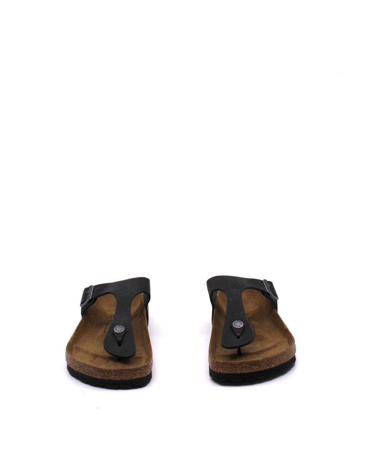 Birkenstock Gizeh Black Oiled Leather Regular Width Product Image