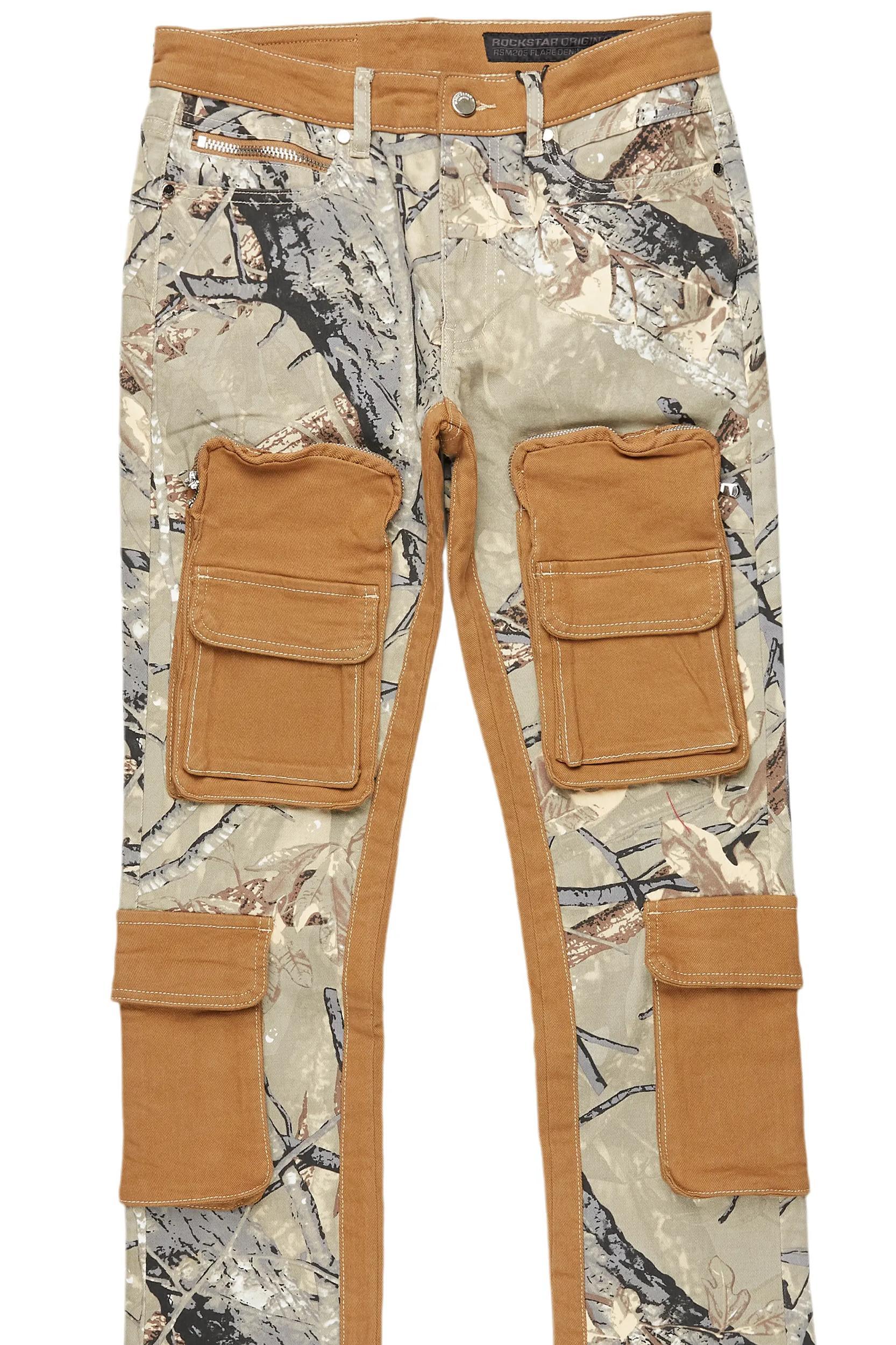 Petter Beige Stacked Flare Jean Male Product Image