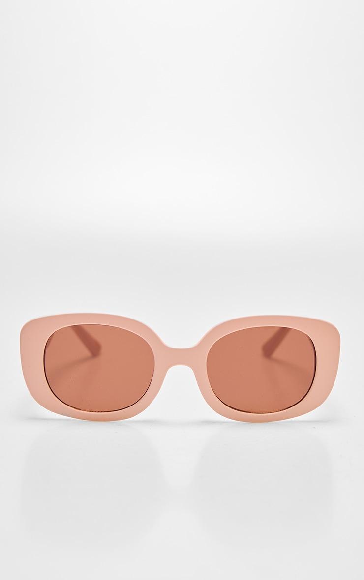  Beige Chunky Frame Round Sunglasses Product Image