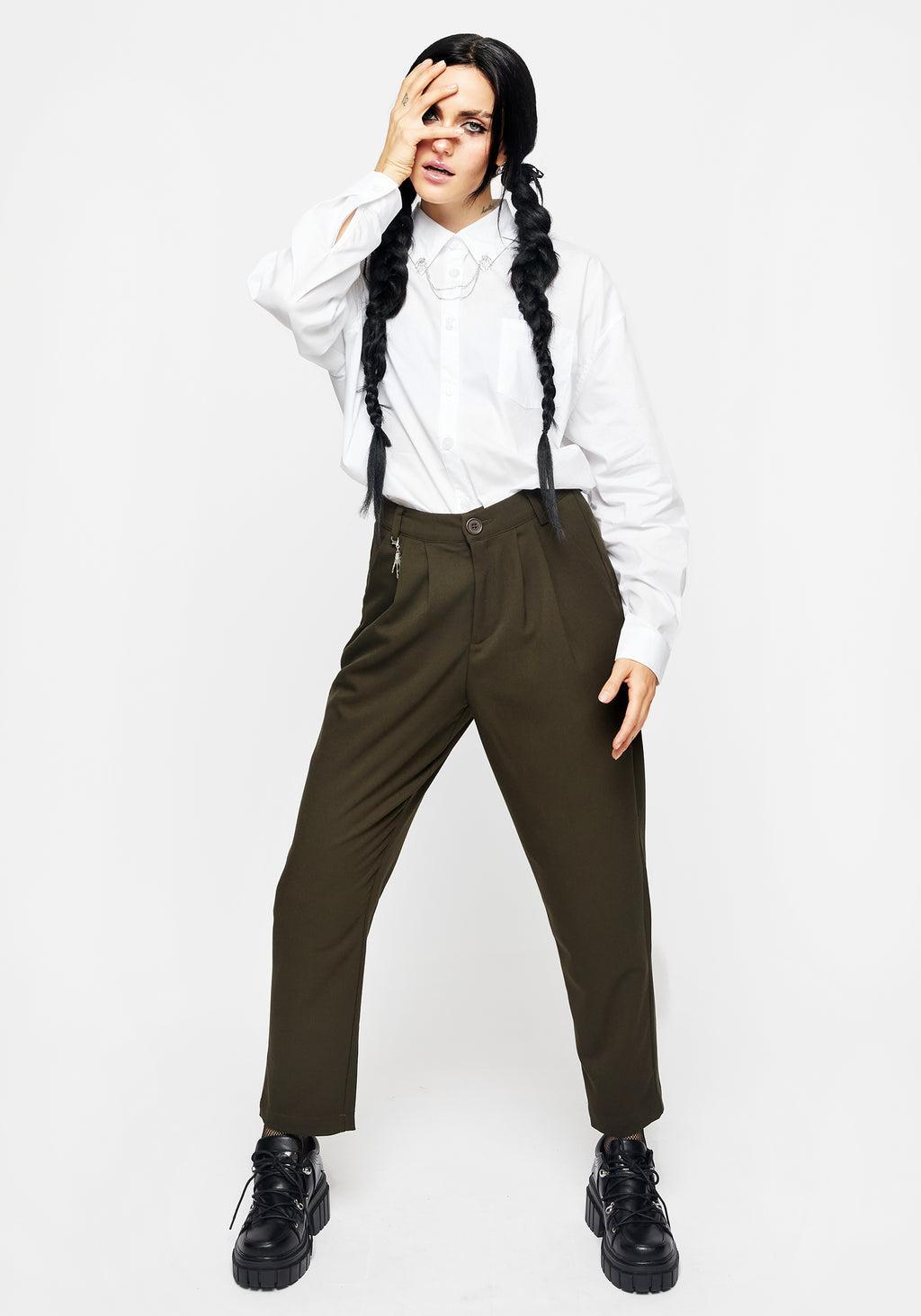 Malverde High Waist Tapered Trousers - Green Product Image