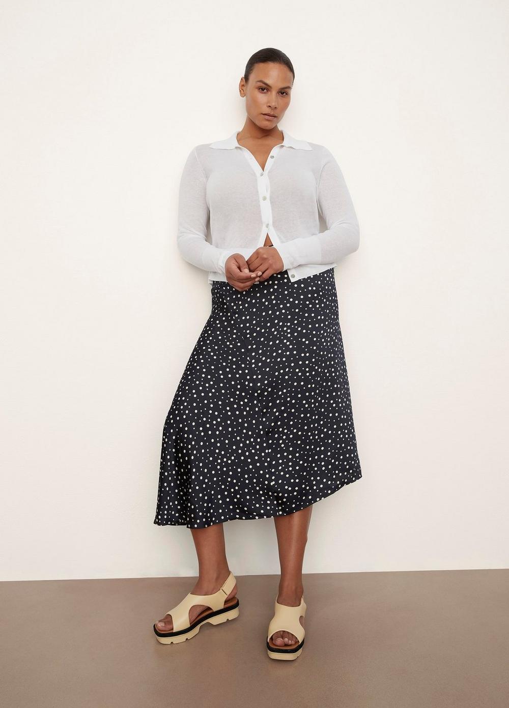Womens Tossed Dot Draped Knot Skirt, Deep Marine, Size 1XL Vince Product Image