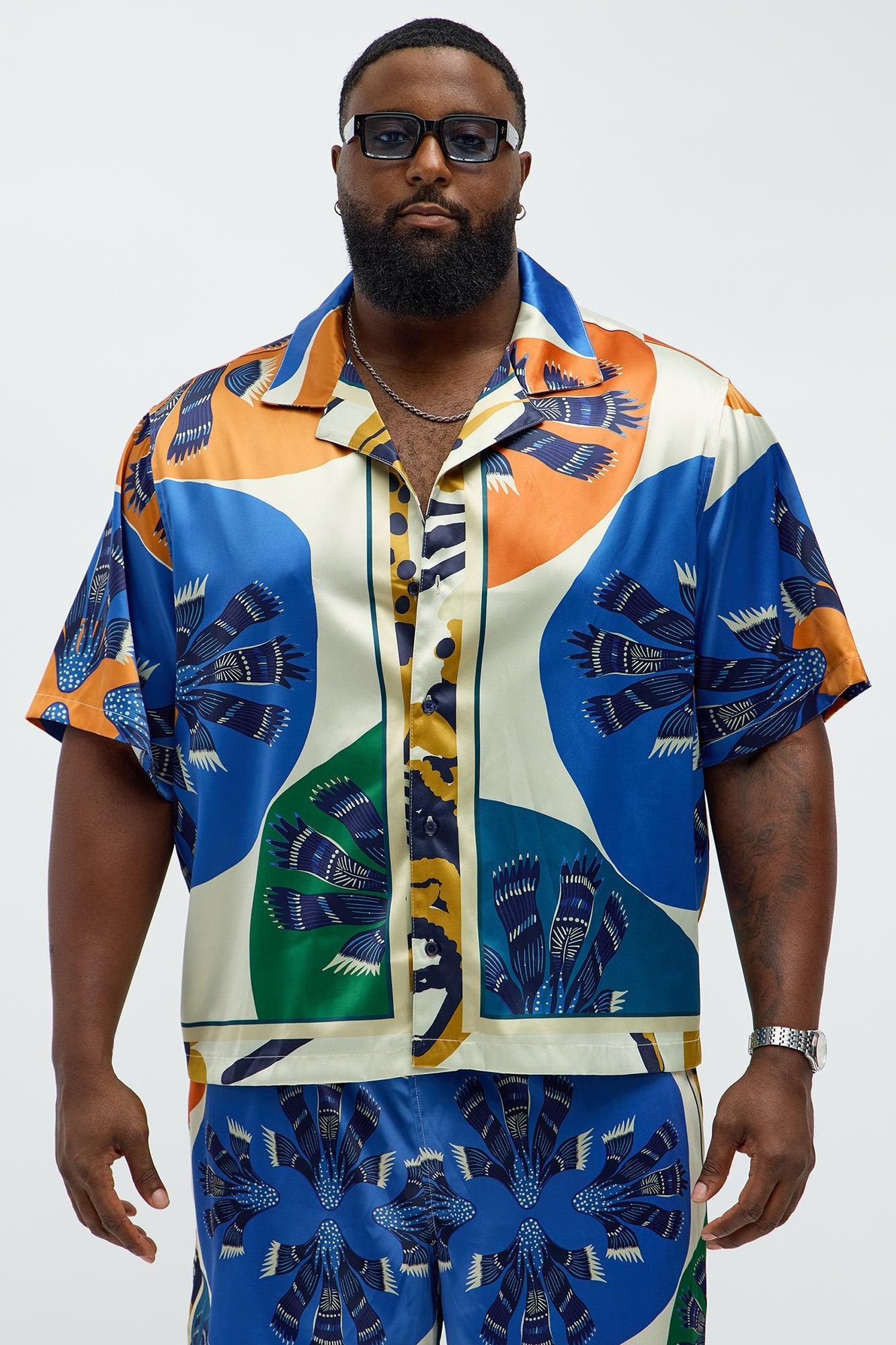 Relaxed Sea Vibe Cuban Collar Button Up Shirt - Multi Color Product Image