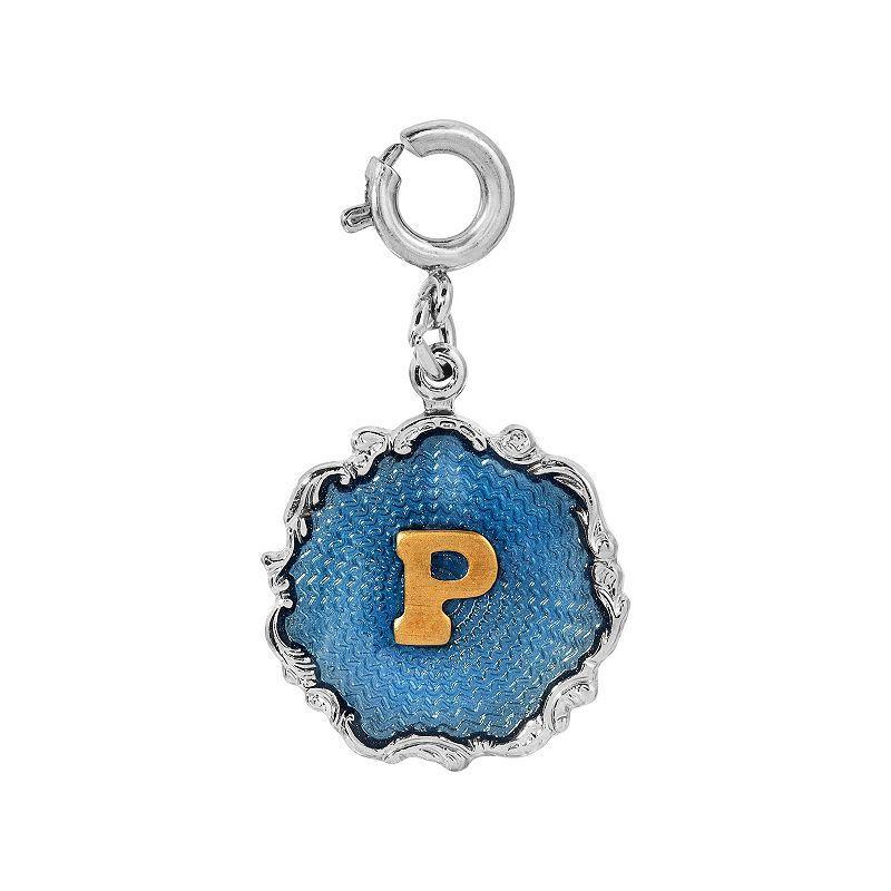 1928 Blue Enamel Initial Charm, Women's, Blue O Product Image